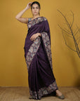 Soft Silk Printed Floral Saree with Rainbow Zari Woven Pallu and Contrast Blouse Festive Party Wear Saree
