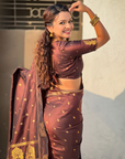 Coffee Brown Soft Silk Traditional Zari Woven Saree