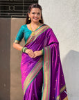 Top Trending Vitthala Contrast Paithani Saree Rakhumai Soft Silk Traditional Design
