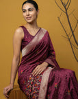 Soft Organza Meenakari Woven Saree with Jamdani Zari Pallu and Brocade Blouse Festive Wedding Party Wear Saree