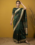Soft Organza Meenakari Woven Saree with Jamdani Zari Pallu and Brocade Blouse Festive Wedding Party Wear Saree