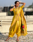 Yellow Wedding Special Nauvari Paithani Soft Silk Saree with Zari Woven Polka Motifs and Peacock Pallu