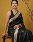 Soft Organza Meenakari Woven Saree with Jamdani Zari Pallu and Brocade Blouse Festive Wedding Party Wear Saree