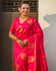 Pink Soft Silk Traditional Zari Woven Saree