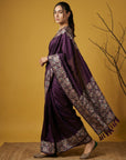 Soft Silk Printed Floral Saree with Rainbow Zari Woven Pallu and Contrast Blouse Festive Party Wear Saree
