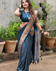 Pooja Rathod in Our Deep Blue Banarasi Katan Silk Zari Woven Saree