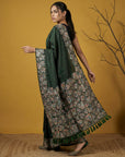 Soft Silk Printed Floral Saree with Rainbow Zari Woven Pallu and Contrast Blouse Festive Party Wear Saree