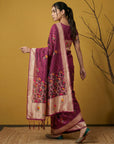 Soft Organza Meenakari Woven Saree with Jamdani Zari Pallu and Brocade Blouse Festive Wedding Party Wear Saree