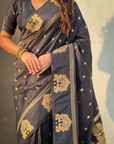 Black Soft Silk Traditional Zari Woven Saree