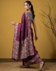 Soft Silk Printed Floral Saree with Rainbow Zari Woven Pallu and Contrast Blouse Festive Party Wear Saree