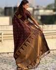 Coffee Brown Soft Silk Traditional Zari Woven Saree