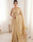 Chickoo Premium Soft Muga Cotton Saree with Paithani Swan Meenakari Pallu
