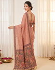 Peach Muga Cotton Saree For Women Madhubani Print Resham Weaving Soft Cotton Saree Traditional Handloom Saree With Blouse