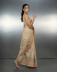 CHICKOO Premium Muga Cotton Saree with Resham Weaving Buttis and Pencil Art Pallu
