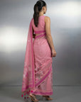 Pink Premium Muga Cotton Saree with Resham Weaving Buttis and Pencil Art Pallu