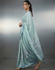 Sky Premium Muga Cotton Saree with Resham Weaving Buttis and Pencil Art Pallu