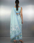 Sky Premium Muga Cotton Saree with Resham Weaving Buttis and Pencil Art Pallu