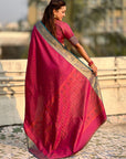 Soft Patola Silk Bandhani Weave Saree with Rich Zari Floral Border and Brocade Blouse