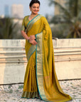 Soft Patola Silk Bandhani Weave Saree with Rich Zari Floral Border and Brocade Blouse