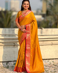 Soft Patola Silk Bandhani Weave Saree with Rich Zari Floral Border and Brocade Blouse