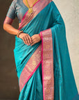 Soft Patola Silk Bandhani Weave Saree with Rich Zari Floral Border and Brocade Blouse