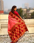 Soft Silk Peacock Zari Woven Saree with Rich Pallu and Contrast Border for Wedding and Festive Wear