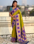 Soft Silk Peacock Zari Woven Saree with Rich Pallu and Contrast Border for Wedding and Festive Wear