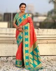 Soft Silk Peacock Zari Woven Saree with Rich Pallu and Contrast Border for Wedding and Festive Wear