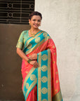 Soft Silk Peacock Zari Woven Saree with Rich Pallu and Contrast Border for Wedding and Festive Wear