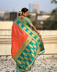 Soft Silk Peacock Zari Woven Saree with Rich Pallu and Contrast Border for Wedding and Festive Wear