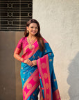 Soft Silk Peacock Zari Woven Saree with Rich Pallu and Contrast Border for Wedding and Festive Wear