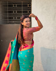 Soft Silk Peacock Zari Woven Saree with Rich Pallu and Contrast Border for Wedding and Festive Wear