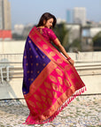 Soft Silk Peacock Zari Woven Saree with Rich Pallu and Contrast Border for Wedding and Festive Wear