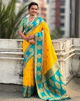 Soft Silk Peacock Zari Woven Saree with Rich Pallu and Contrast Border for Wedding and Festive Wear