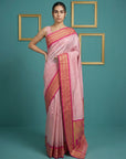 Baby Pink Premium Soft Silk Saree Gold Zari Woven Saree Contrast Pallu Festive Saree With Blouse