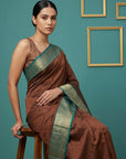 Coffee Premium Soft Silk Saree Gold Zari Woven Saree Contrast Pallu Festive Saree With Blouse
