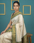 Cream Premium Soft Silk Saree Gold Zari Woven Saree Contrast Pallu Festive Saree With Blouse