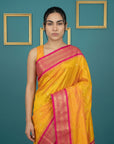 Orange Premium Soft Silk Saree Gold Zari Woven Saree Contrast Pallu Festive Saree With Blouse