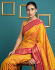 Orange Premium Soft Silk Saree Gold Zari Woven Saree Contrast Pallu Festive Saree With Blouse