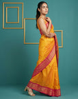 Orange Premium Soft Silk Saree Gold Zari Woven Saree Contrast Pallu Festive Saree With Blouse