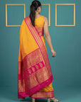 Orange Premium Soft Silk Saree Gold Zari Woven Saree Contrast Pallu Festive Saree With Blouse