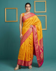 Orange Premium Soft Silk Saree Gold Zari Woven Saree Contrast Pallu Festive Saree With Blouse