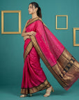Pink Premium Soft Silk Saree Gold Zari Woven Saree Contrast Pallu Festive Saree With Blouse