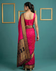 Pink Premium Soft Silk Saree Gold Zari Woven Saree Contrast Pallu Festive Saree With Blouse