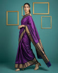 Purple Black Premium Soft Silk Saree Gold Zari Woven Saree Contrast Pallu Festive Saree With Blouse