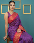 Purple Pink Premium Soft Silk Saree Gold Zari Woven Saree Contrast Pallu Festive Saree With Blouse