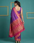 Purple Pink Premium Soft Silk Saree Gold Zari Woven Saree Contrast Pallu Festive Saree With Blouse