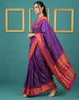Purple Pink Premium Soft Silk Saree Gold Zari Woven Saree Contrast Pallu Festive Saree With Blouse