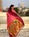 Pure Silk Saree Traditional Paithani Zari Woven Wedding Saree for Women Festive Party Wear Ethnic Designer Saree