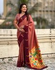 Pure Silk Saree Traditional Paithani Zari Woven Wedding Saree for Women Festive Party Wear Ethnic Designer Saree